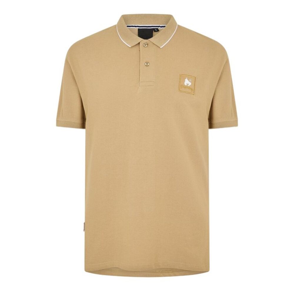 Money Mens Logo Collared Polo Shirt / Sand